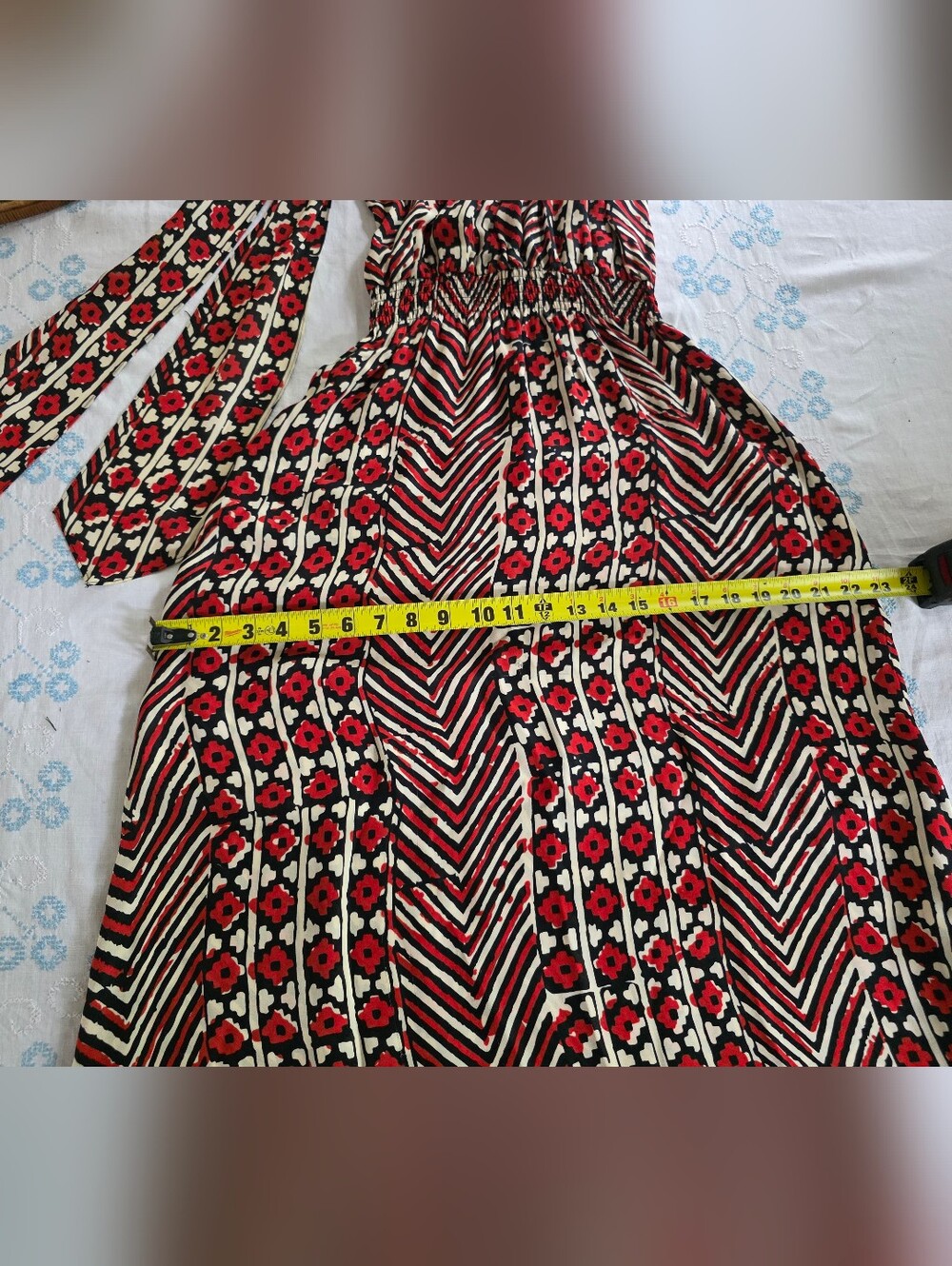 Parker 100% Silk Patterned Red And White Maxi Halter Dress Size Small - Picture 14 of 14